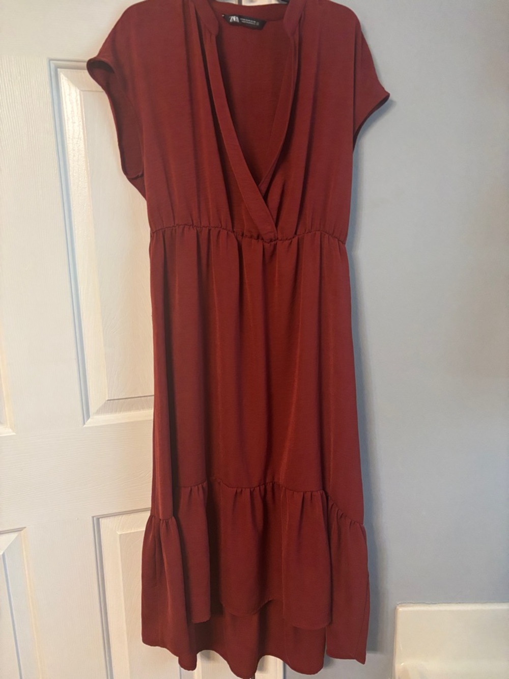 Zara Burnt Orange Short Sleeve Midi Dress